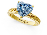 Yellow gold Fancy Blue Heart  Solitaire Engagement Ring with Scrollwork Band and Four-Prong Setting_117