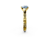 Yellow gold Fancy Blue Heart  Solitaire Engagement Ring with Scrollwork Band and Four-Prong Setting_118