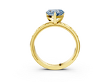Yellow gold Fancy Blue Heart  Solitaire Engagement Ring with Scrollwork Band and Four-Prong Setting_119