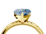 Yellow gold Fancy Blue Heart  Solitaire Engagement Ring with Scrollwork Band and Four-Prong Setting_120