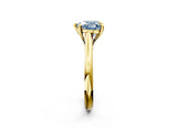 Yellow gold Fancy Blue Heart  Solitaire Engagement Ring with Six-Prong Setting and Classic Band 3