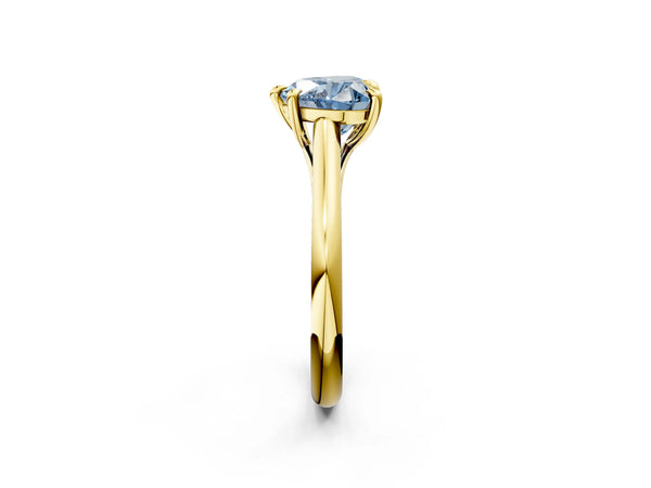 Yellow gold Fancy Blue Heart  Solitaire Engagement Ring with Six-Prong Setting and Classic Band