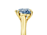 Yellow gold Fancy Blue Heart  Solitaire Engagement Ring with Six-Prong Setting and Classic Band
