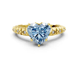Yellow gold Fancy Blue Heart  Solitaire Floral Milgrain Engagement Ring_25