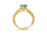Yellow gold Fancy Blue Heart  Solitaire Floral Milgrain Engagement Ring_28