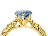 Yellow gold Fancy Blue Heart  Solitaire Floral Milgrain Engagement Ring_29