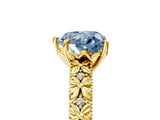 Yellow gold Fancy Blue Heart  Solitaire Floral Milgrain Engagement Ring_30