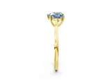 Yellow gold Fancy Blue Heart  Solitaire Heart Prong Engagement Ring with Tapered Band_51