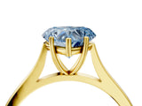 Yellow gold Fancy Blue Heart  Solitaire Heart Prong Engagement Ring with Tapered Band_53
