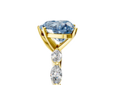 Yellow gold Fancy Blue Heart  Solitaire Marquise Side Stone Prong Setting Ring_66