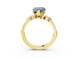 Yellow gold Fancy Blue Heart  Solitaire Marquise Twist Band with Six-Prong Setting_60