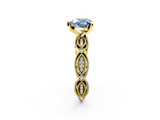 Yellow gold Fancy Blue Heart  Solitaire Milgrain Diamond Engagement Ring with Bezel and Marquise Band_128