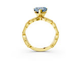 Yellow gold Fancy Blue Heart  Solitaire Milgrain Diamond Engagement Ring with Bezel and Marquise Band_129