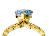 Yellow gold Fancy Blue Heart  Solitaire Milgrain Diamond Engagement Ring with Bezel and Marquise Band_130