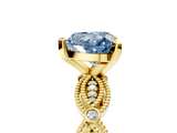 Yellow gold Fancy Blue Heart  Solitaire Milgrain Diamond Engagement Ring with Bezel and Marquise Band_131