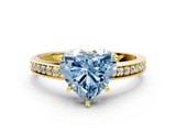 Yellow gold Fancy Blue Heart  Solitaire Pavé Band Prong Setting Ring_20