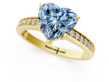 Yellow gold Fancy Blue Heart  Solitaire Pavé Band Prong Setting Ring_21