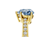 Yellow gold Fancy Blue Heart  Solitaire Pavé Band Prong Setting Ring_25