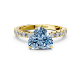 Yellow gold Fancy Blue Heart  Solitaire Pavé Band with Four-Prong Setting_139