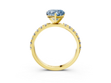 Yellow gold Fancy Blue Heart  Solitaire Pavé Band with Four-Prong Setting_142