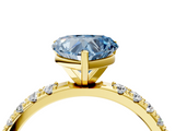 Yellow gold Fancy Blue Heart  Solitaire Pavé Band with Four-Prong Setting_143