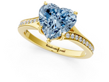 Yellow gold Fancy Blue Heart  Solitaire Pavé Band with Four-Prong Setting_29