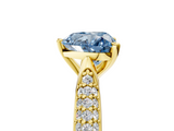 Yellow gold Fancy Blue Heart  Solitaire Pavé Diamond Engagement Ring with Four-Prong Setting_160