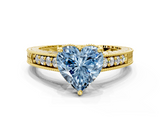 Yellow gold Fancy Blue Heart  Solitaire Pavé Diamond Milgrain Engagement Ring with Four-Prong Setting_3
