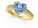 Yellow gold Fancy Blue Heart  Solitaire Pavé Diamond Milgrain Engagement Ring with Four-Prong Setting_4