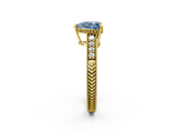 Yellow gold Fancy Blue Heart  Solitaire Pavé Diamond Milgrain Engagement Ring with Four-Prong Setting_5