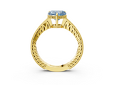 Yellow gold Fancy Blue Heart  Solitaire Pavé Diamond Milgrain Engagement Ring with Four-Prong Setting_6