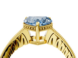 Yellow gold Fancy Blue Heart  Solitaire Pavé Diamond Milgrain Engagement Ring with Four-Prong Setting_7