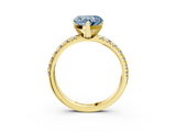 Yellow gold Fancy Blue Heart  Solitaire Pave Diamond Engagement Ring with Four-Prong Setting_344