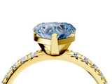 Yellow gold Fancy Blue Heart  Solitaire Pave Diamond Engagement Ring with Four-Prong Setting_345