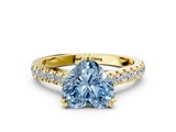 Yellow gold Fancy Blue Heart  Solitaire Pave Diamond Engagement Ring with Prong Setting_19