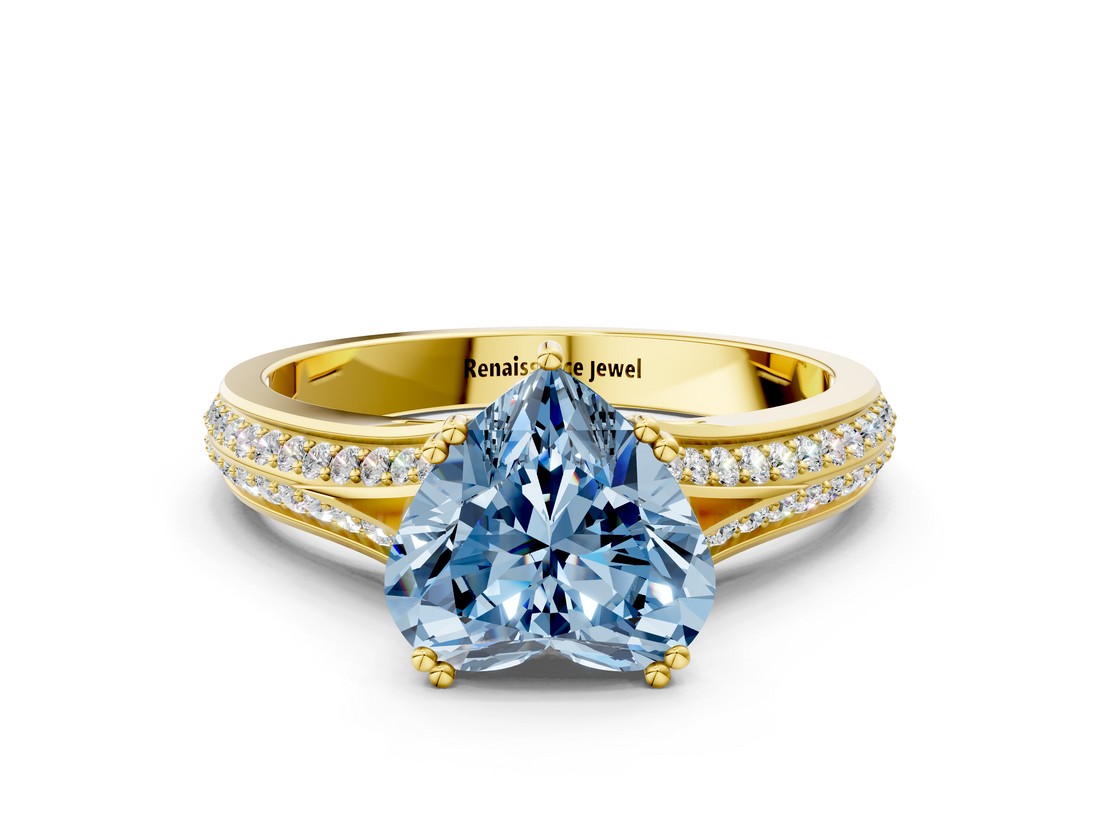 Yellow gold Fancy Blue Heart  Solitaire Pave Split Shank Engagement Ring with Six-Prong Setting_37