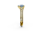Yellow gold Fancy Blue Heart  Solitaire Pave Split Shank Engagement Ring with Six-Prong Setting_39