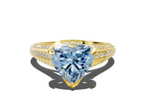 Yellow gold Fancy Blue Heart  Solitaire Pave Split Shank Ring with Four-Prong Setting_81