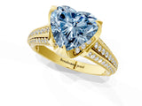 Yellow gold Fancy Blue Heart  Solitaire Pave Split Shank Ring with Four-Prong Setting_82