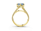 Yellow gold Fancy Blue Heart  Solitaire Pave Split Shank Ring with Four-Prong Setting_84