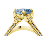 Yellow gold Fancy Blue Heart  Solitaire Pave Split Shank Ring with Four-Prong Setting_85