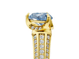 Yellow gold Fancy Blue Heart  Solitaire Pave Split Shank Ring with Four-Prong Setting_86