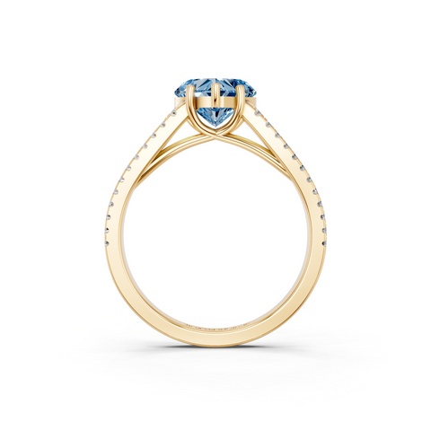 Yellow gold Fancy Blue Heart  Solitaire Split Shank Pavé Diamond Engagement Ring_257