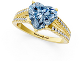 Yellow gold Fancy Blue Heart  Solitaire Split Shank Pavé Diamond Engagement Ring_391