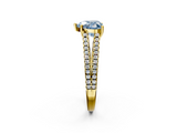 Yellow gold Fancy Blue Heart  Solitaire Split Shank Pavé Diamond Engagement Ring_392