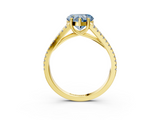 Yellow gold Fancy Blue Heart  Solitaire Split Shank Pavé Diamond Engagement Ring_393