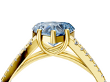 Yellow gold Fancy Blue Heart  Solitaire Split Shank Pavé Diamond Engagement Ring_394