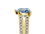 Yellow gold Fancy Blue Heart  Solitaire Split Shank Pavé Diamond Engagement Ring_395