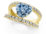 Yellow gold Fancy Blue Heart  Solitaire Split Shank Pave Diamond Ring_45