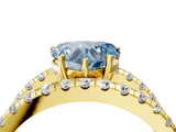 Yellow gold Fancy Blue Heart  Solitaire Split Shank Pave Diamond Ring_48